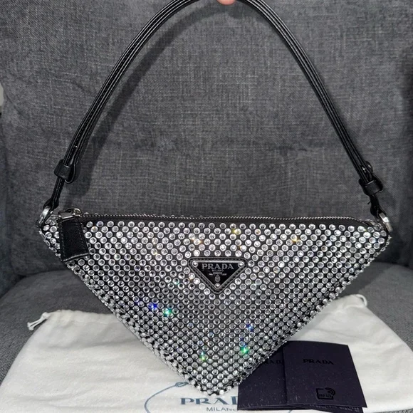 PRADA crystal Triangle shoulder bag - Picture 3 of 10